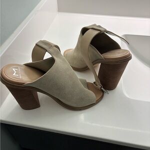 Marc Fisher Cream Block Heel Sandals